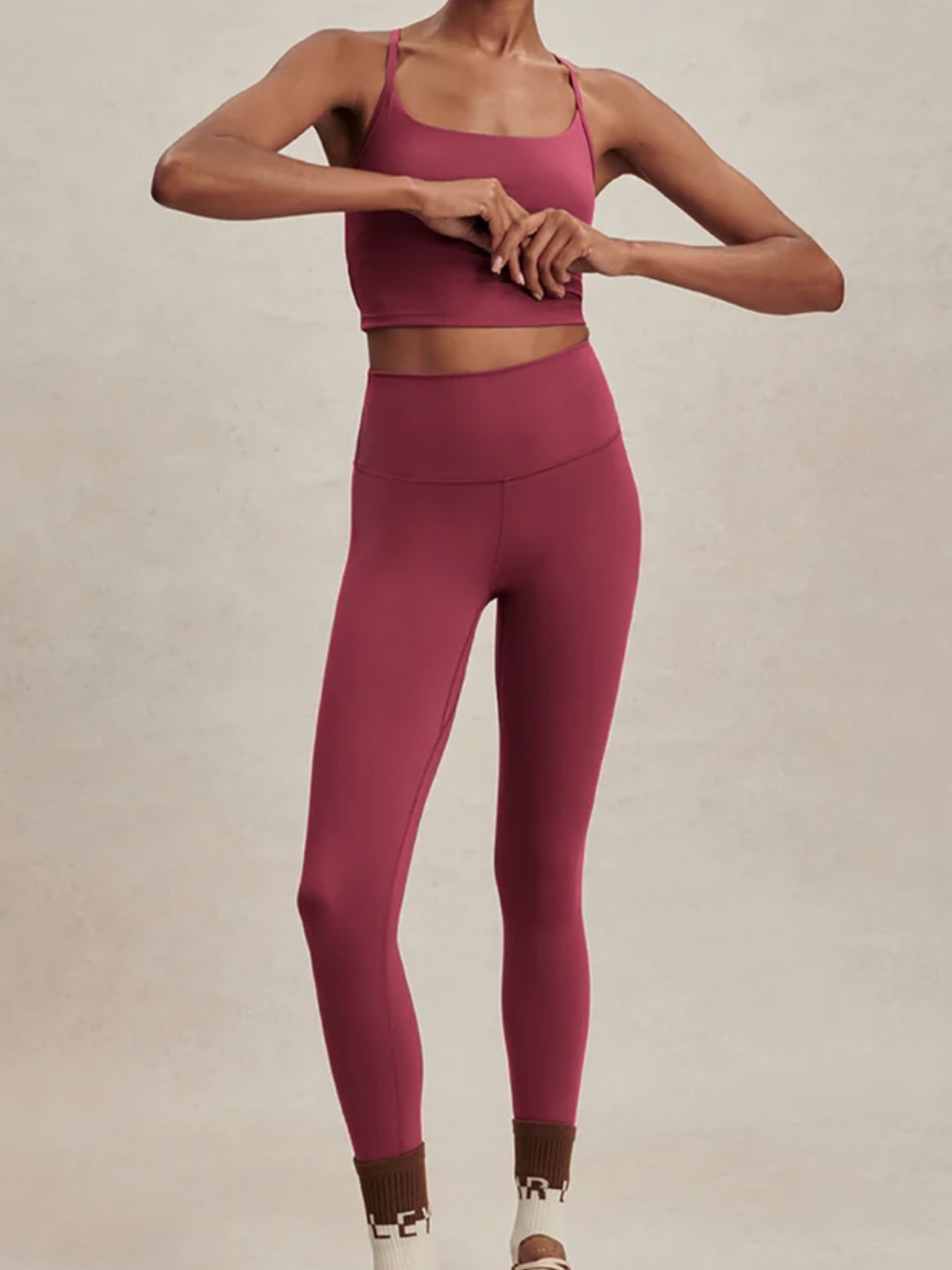 Varley Free-soft High-Rise Legging and Crop Tank - Rich Raspberry L